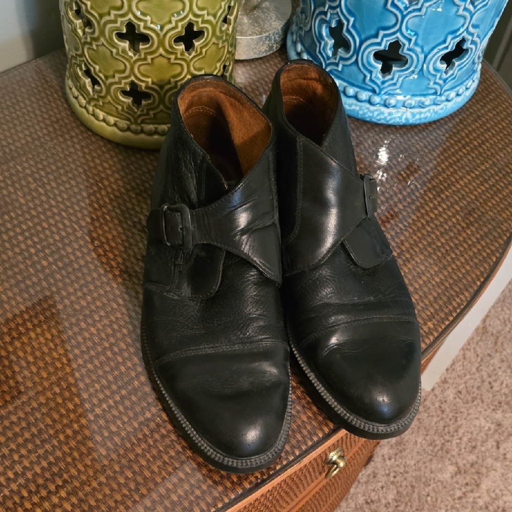 Carlo Morandi Vintage Men's Black Leather Buckle Shoes Size 9.5